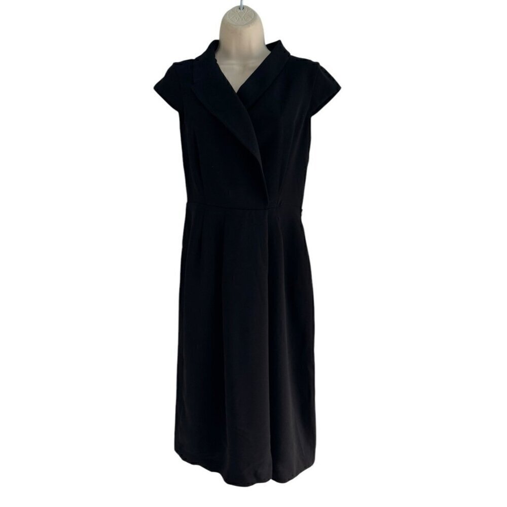 Max Mara Woman's Sz Size XS Black Cap Sleeve Knee Length Dress Made in Italy